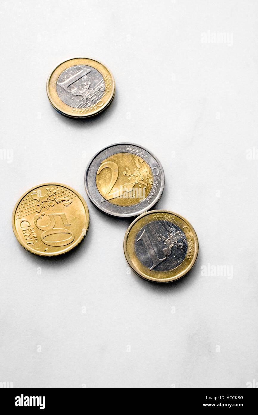 Euro coins on a white background Stock Photo - Alamy
