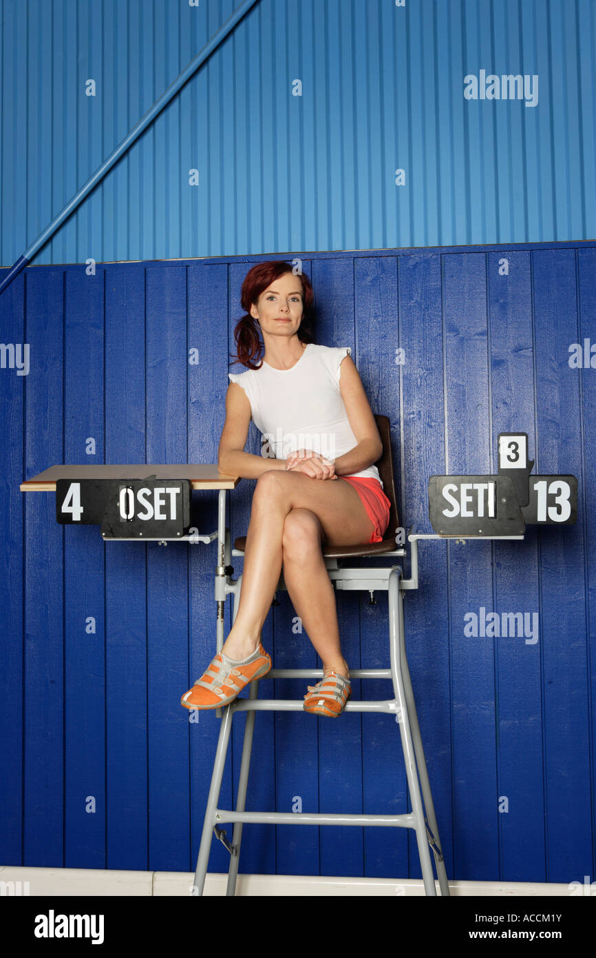 A female badminton referee Stock Photo Alamy