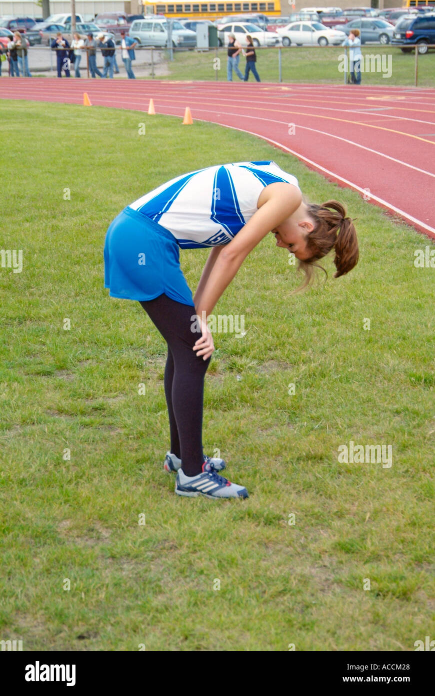 High School Track and Field Events exhausted after running an event