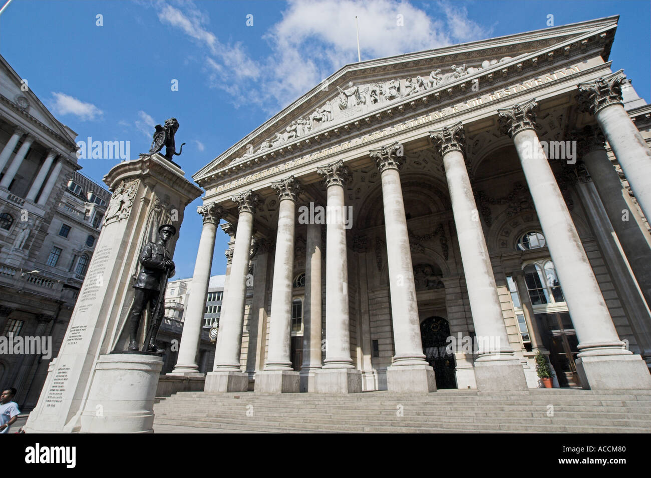 Old Stock Exchange and Bank of England in London Stock Photo
