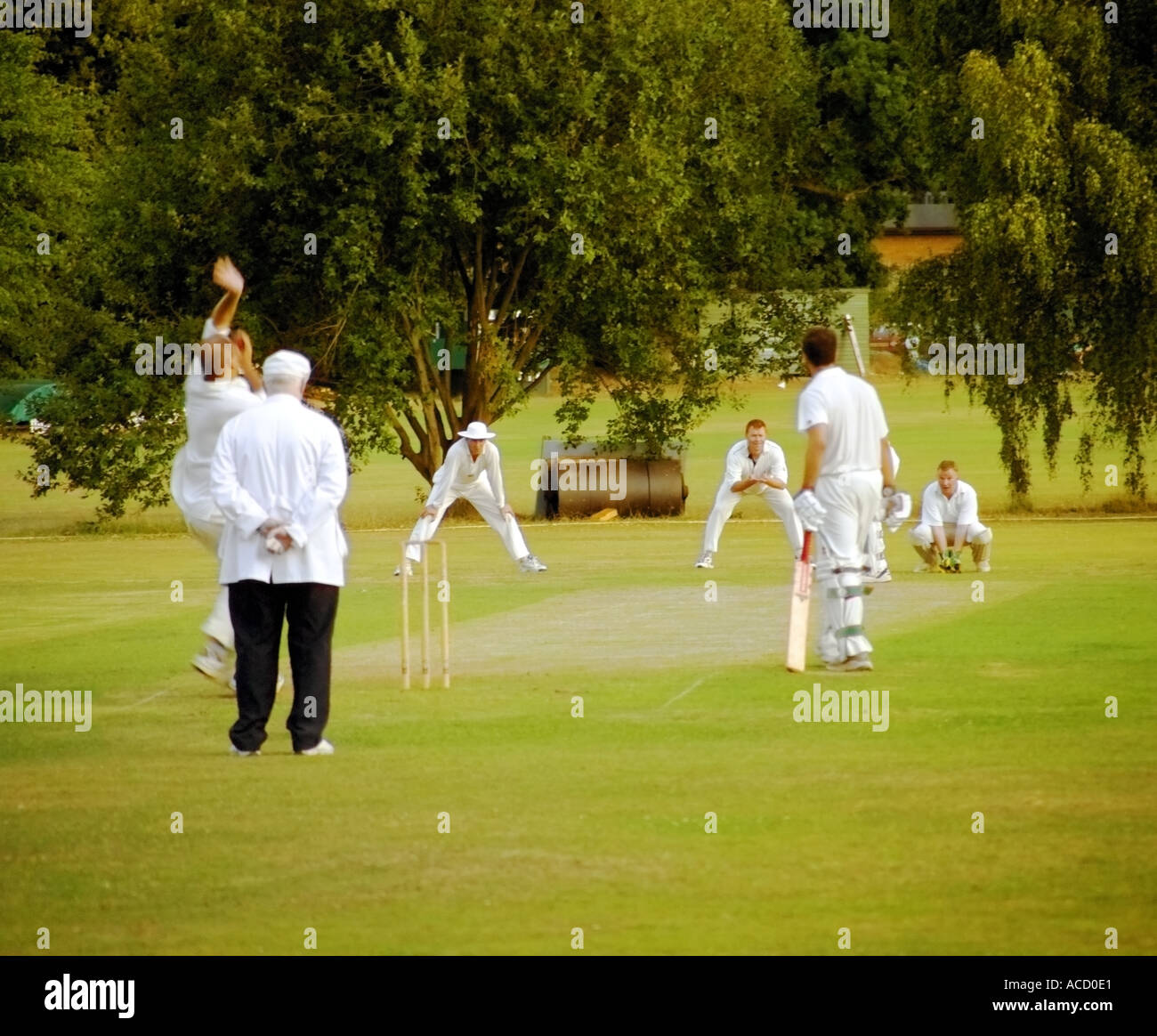england north london playing fields cricket grounds with local clubs playing matches muswell hill Stock Photo