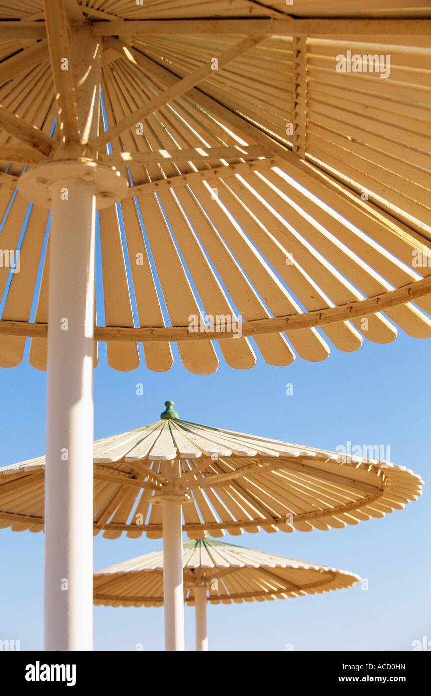 Parasols made out of wood Stock Photo Alamy