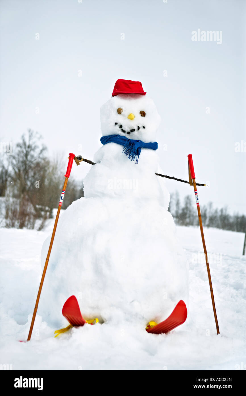 A snowman on skis Stock Photo Alamy