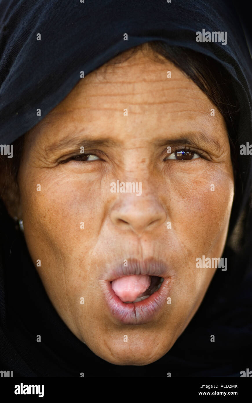 Tuareg woman ululating Stock Photo
