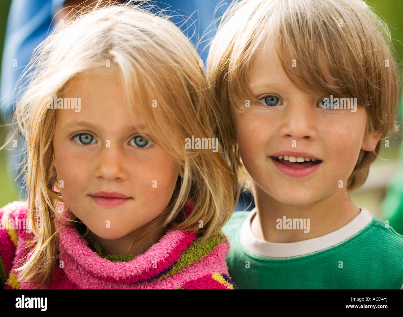 Portrait of a girl and a boy Stock Photo - Alamy