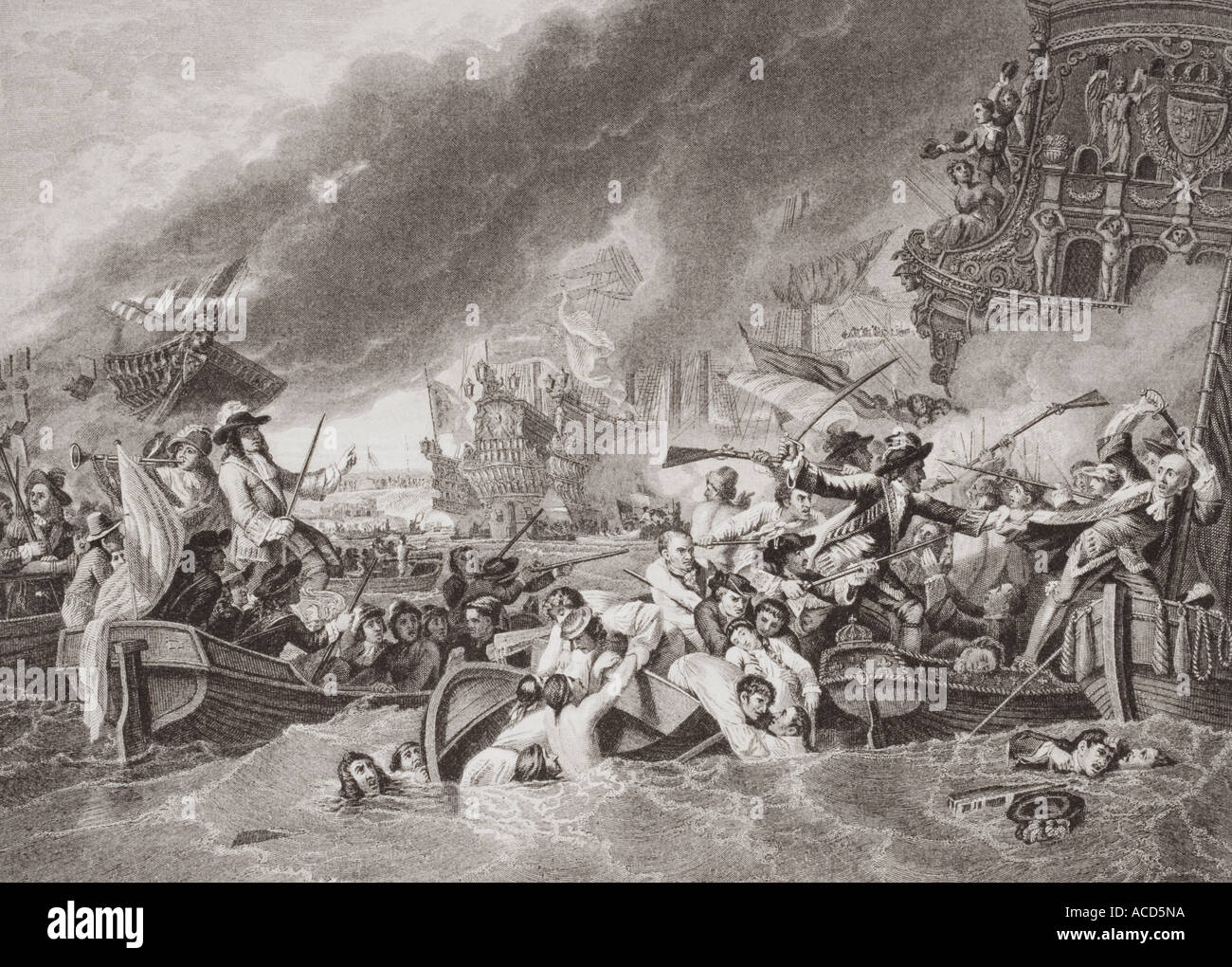 The Battle of La Hogue. Destruction of the French fleet May 22, 1692 ...