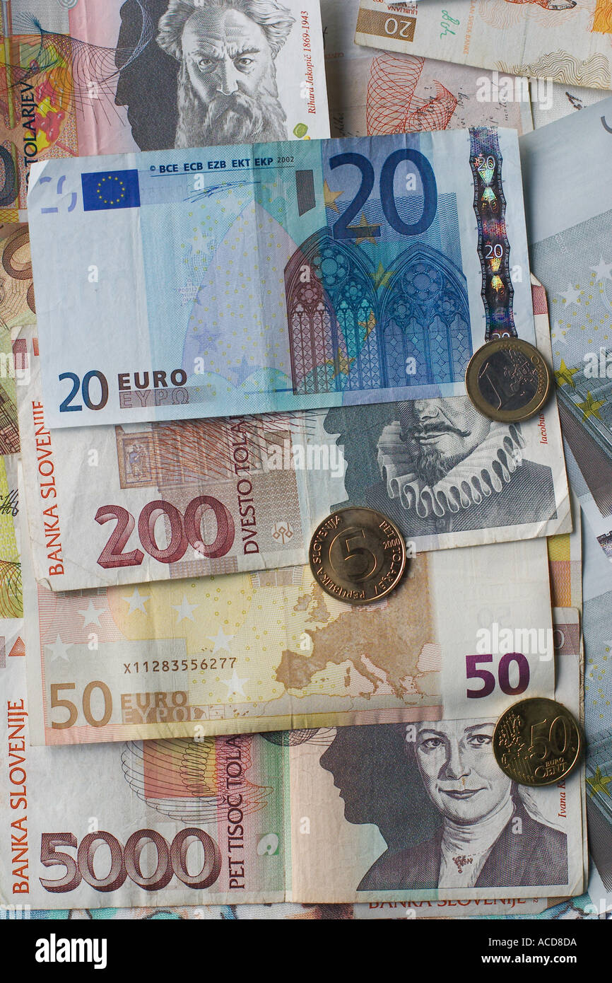 Slowenisches Geld Slowenien Slovenia Stock Photo