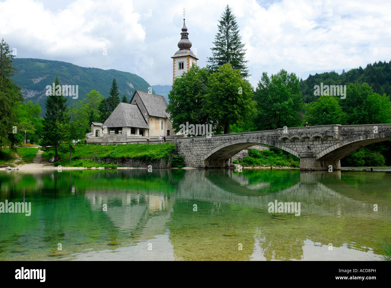 Church Of John The Baptist At Ribcev Laz On Lake Bohinj Slovenia Stock Photo Alamy
