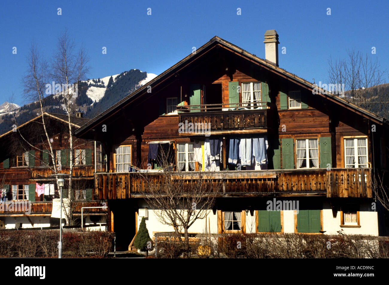 Gstaad Switzerland farm farm farms estate historic history Switzerland Swiss Stock Photo