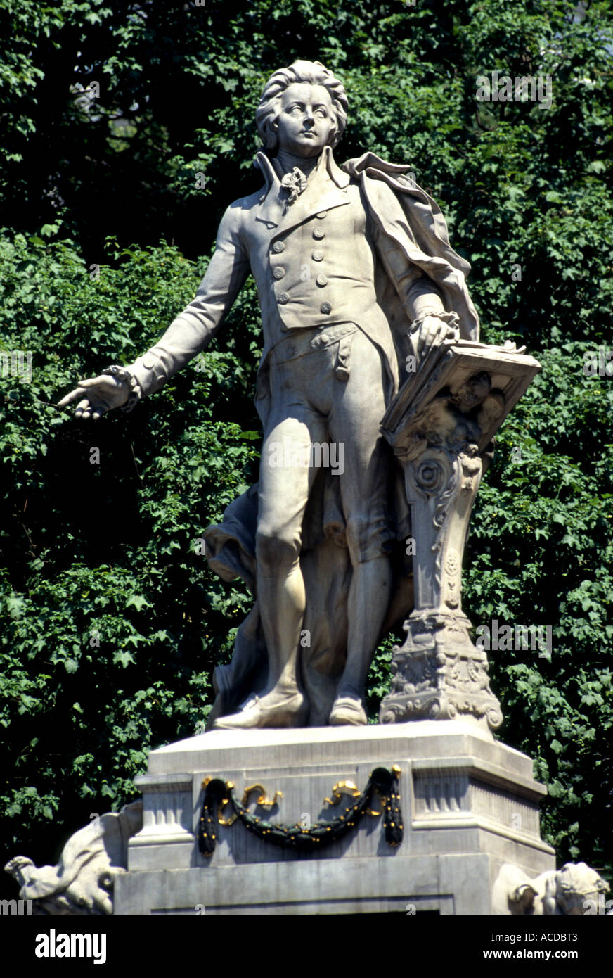 Wolfgang Amadeus Mozart Vienna Austria Ausrtian   Music Municipal Park Statue Sculpture Stock Photo