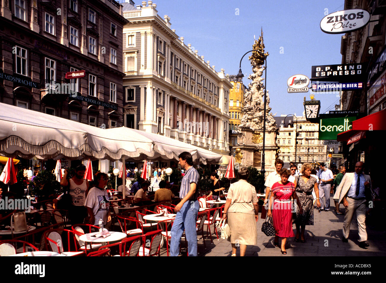 Vienna Misc Austrian Capital City Capital City Graben Graben Street Monument Monuments Shops Shop Street Statue Sculpture Stock Photo