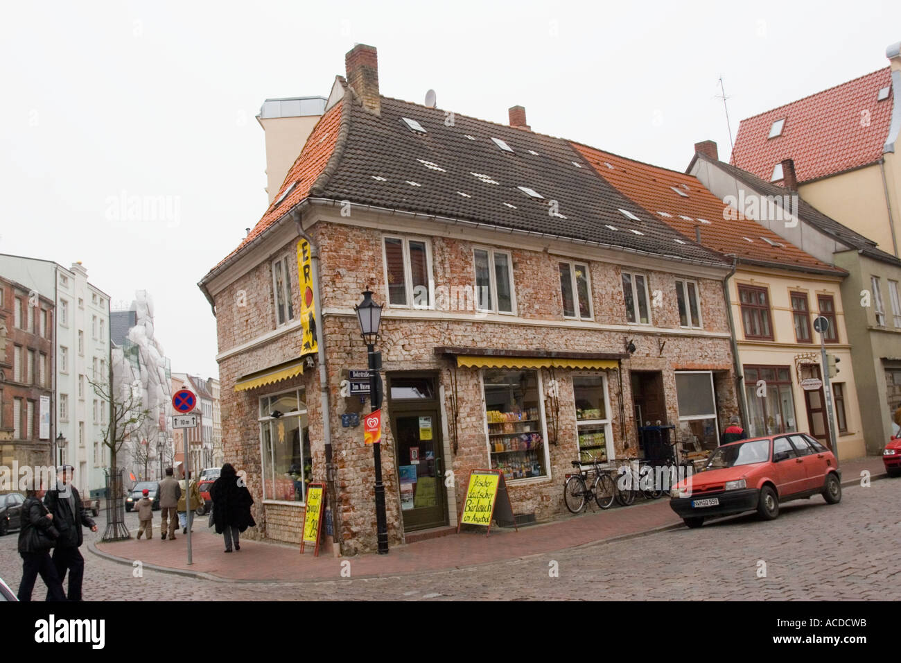 Shops in Wismar, Mecklenburg Vorpommern, Germany Stock Photo