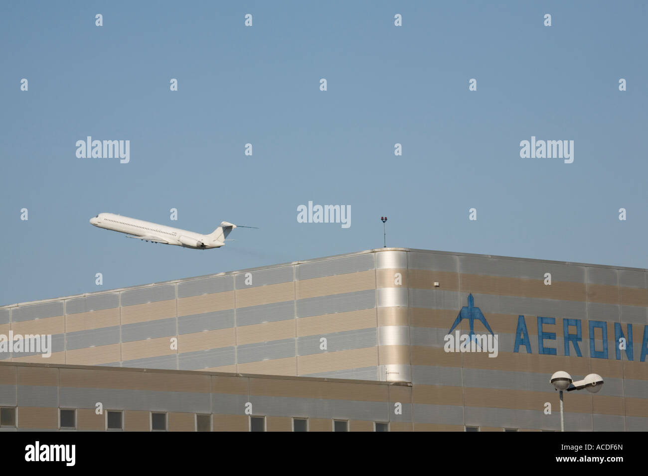 Jet airliner taking off from Marco Polo airport, Venice, Italy Stock