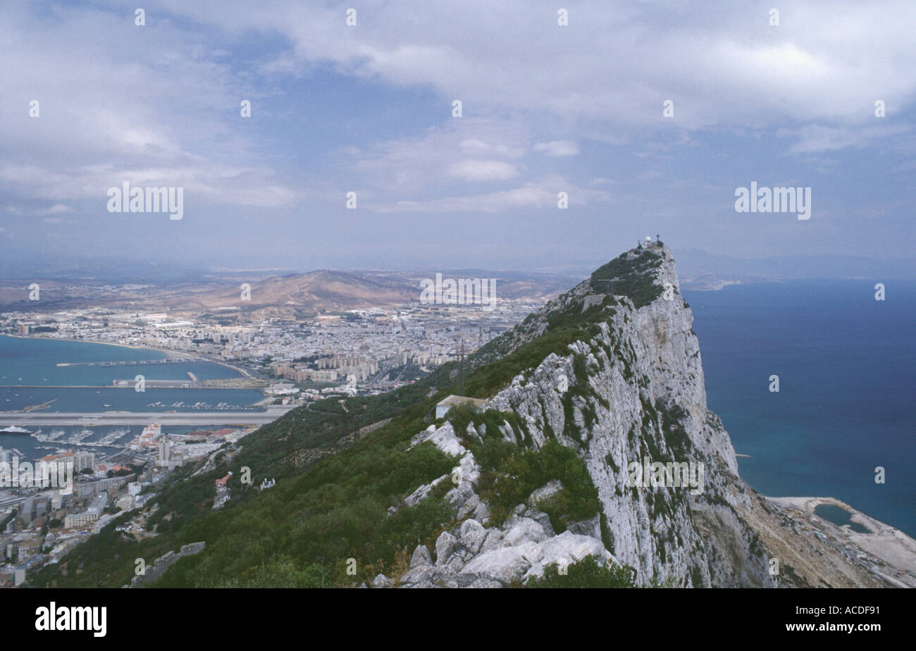 Top of the rock Gibraltar looking towards Spain Stock Photo
