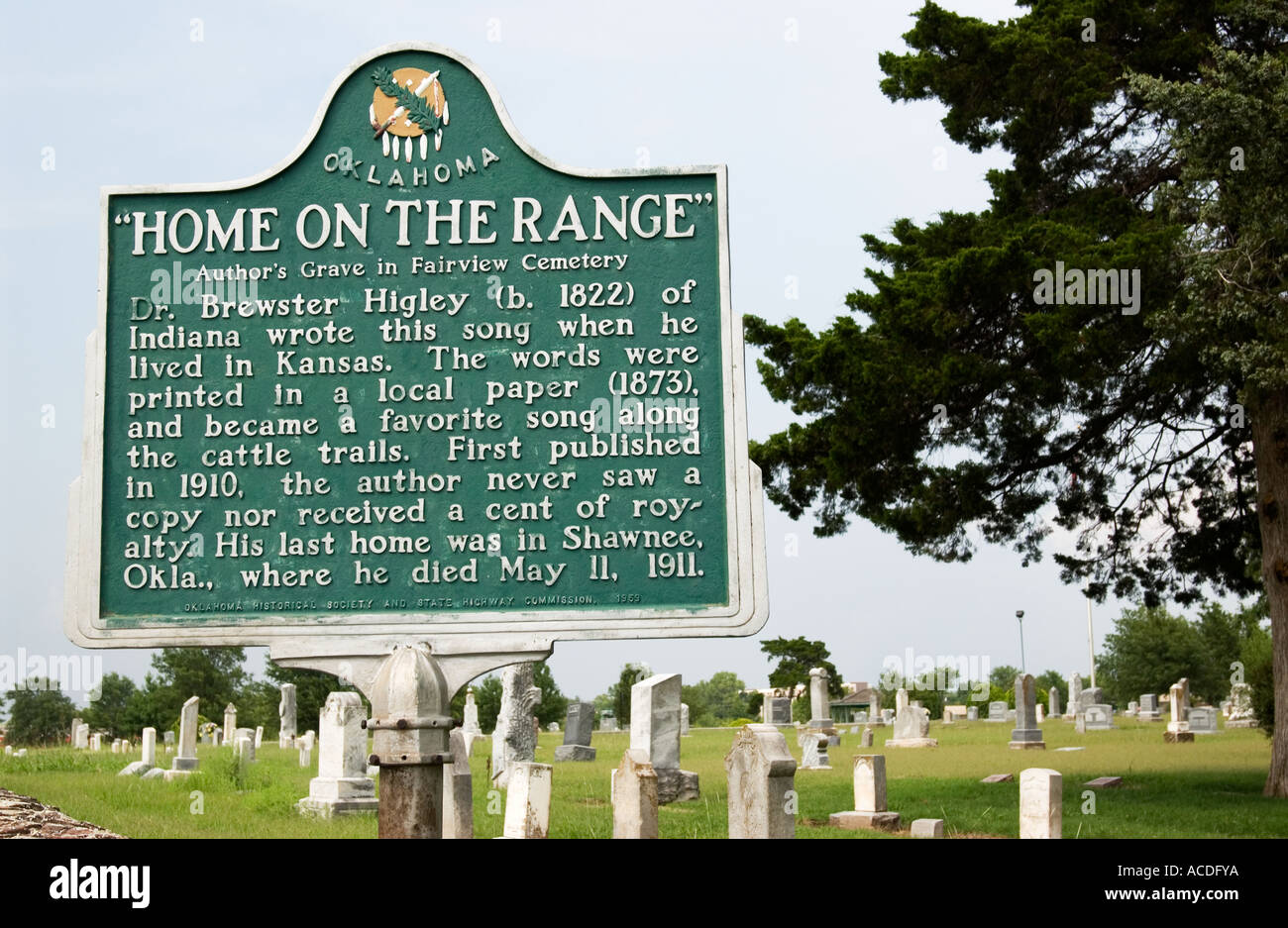 Home on the Range Graveyard Sign for Dr Brewster M. Higley, Fairview