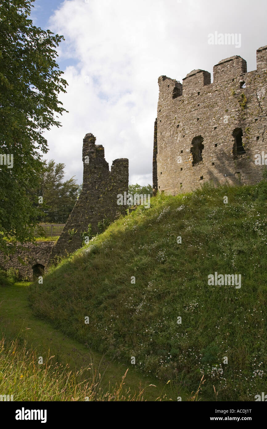 Restormel Castle Cornwall England shell keep Exterior view with moat