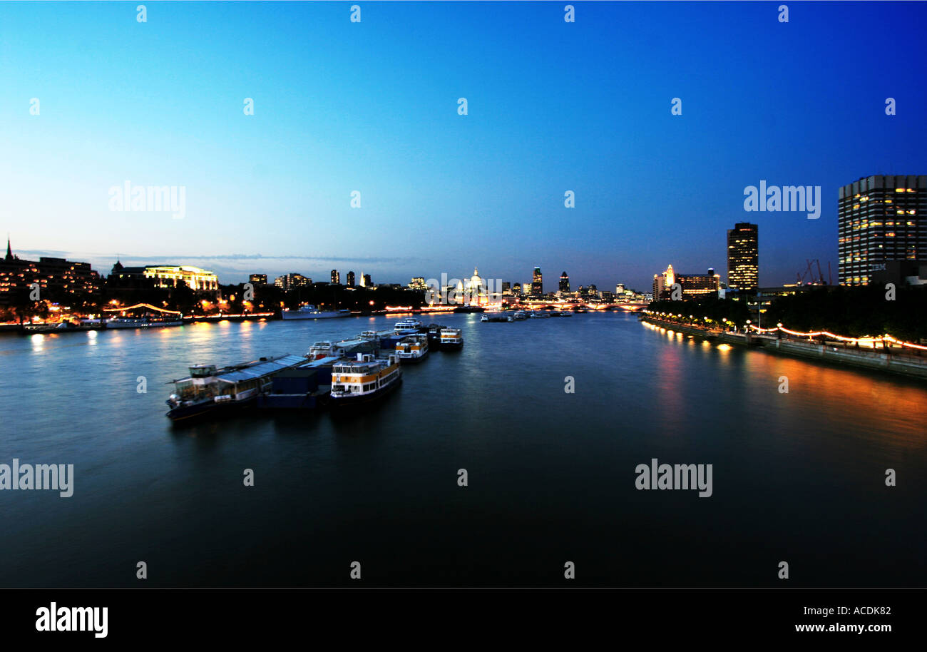 Thames River in London by night Stock Photo