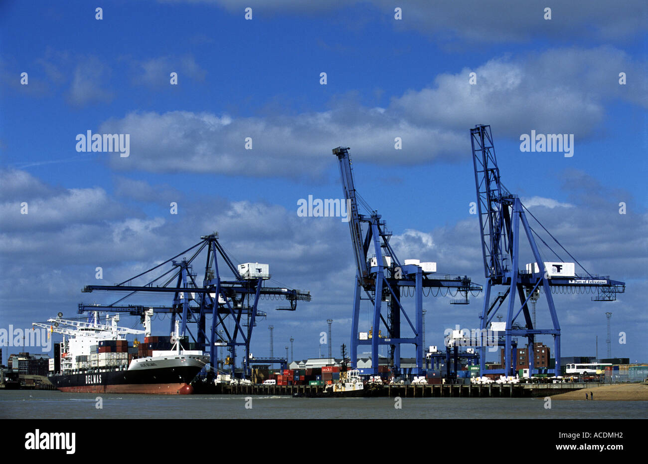 Landguard container terminal at the port of Felixstowe in Suffolk, UK. Stock Photo