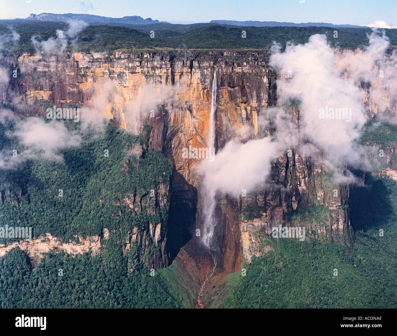 Canaima National Park Bolivar State Venezuela Angel Falls highest in world Aerial view Stock Photo