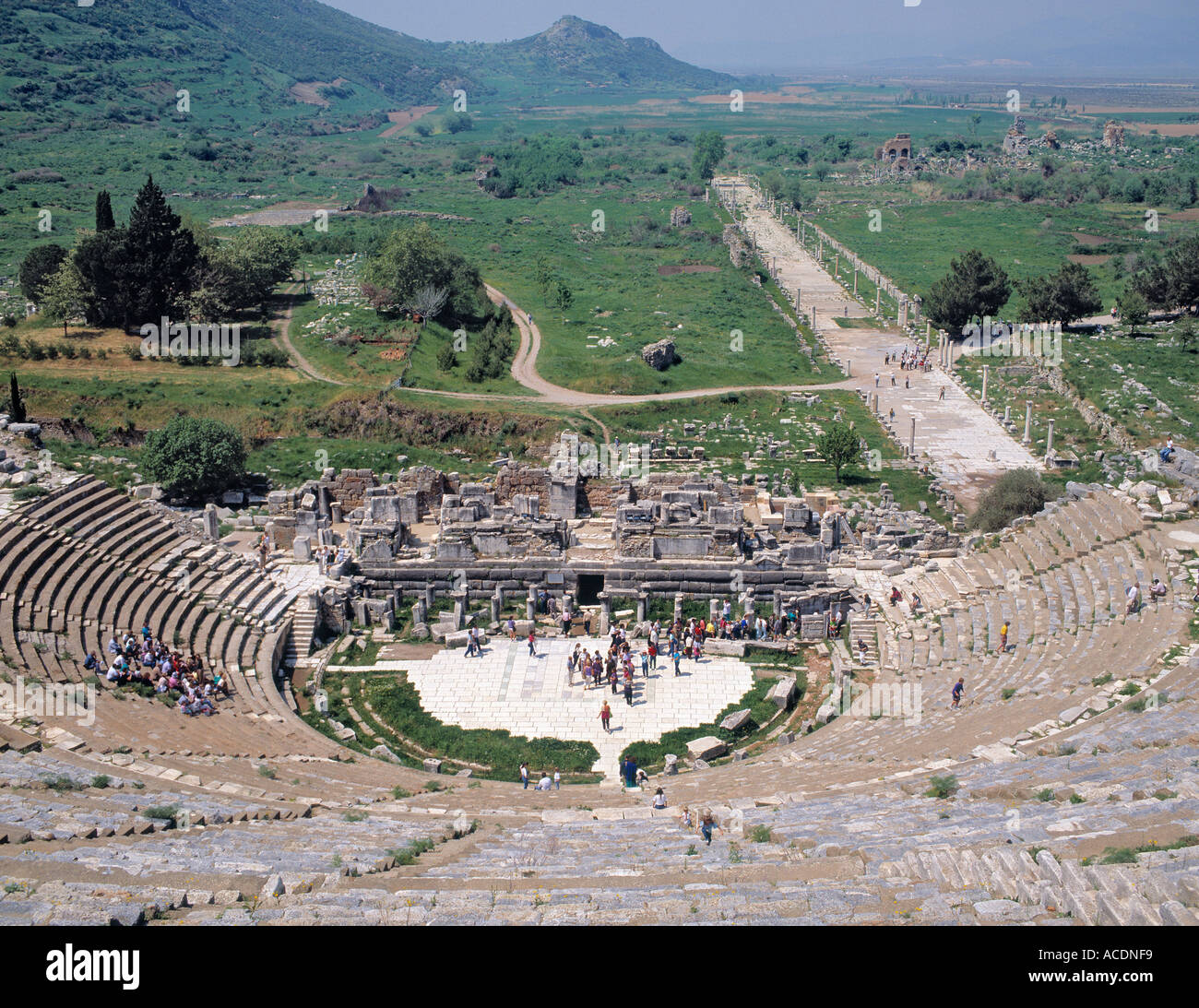 Ephesus Turkey The Great Theatre Arcadian Way background Stock Photo