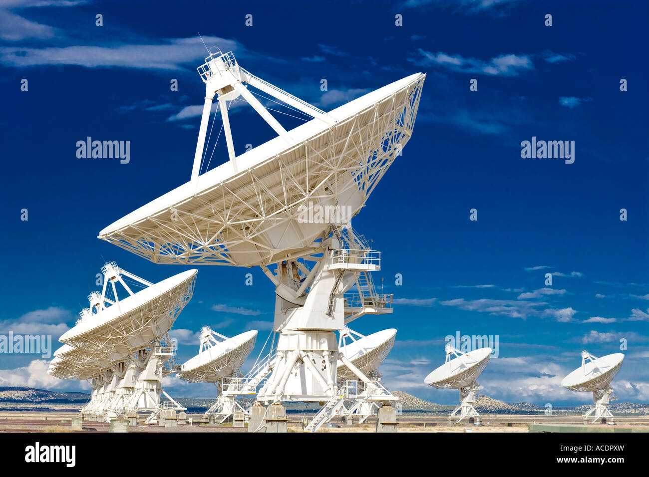 Radio telescope satellite dishes dish of astronomy observatory Very Large Array VLA near Socorro New Mexico US USA America Stock Photo