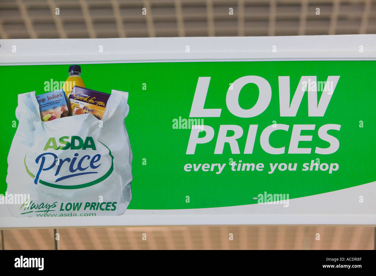 Low prices sign in an Asda supermarket Stock Photo Alamy