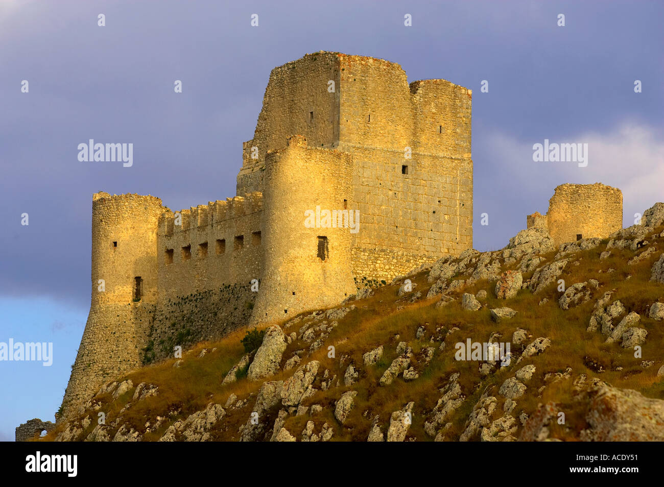 The ruins of Rocca Calascio in the Gran Sasso National Park Abruzzo Italy Stock Photo