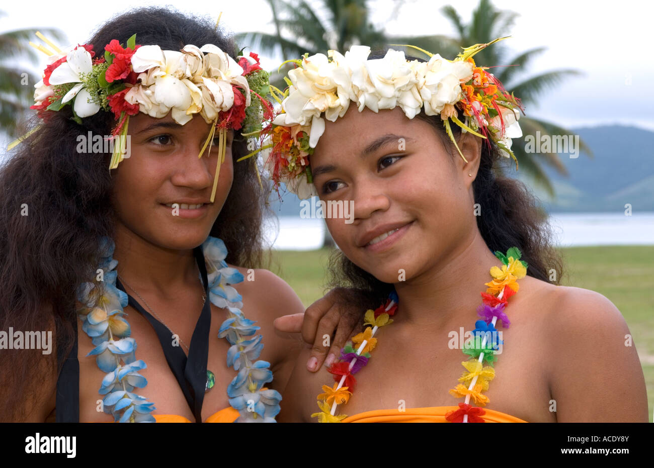 Kioa Island Fiji Female Dancers On South Pacific Island Melanesia Stock ...