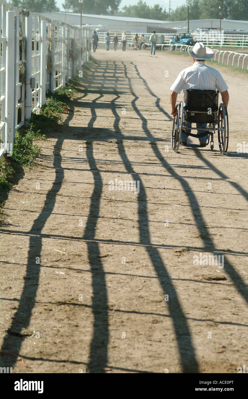 cowboy in a wheelchair at a rodeo. town cheyenne, wyoming, usa Stock ...