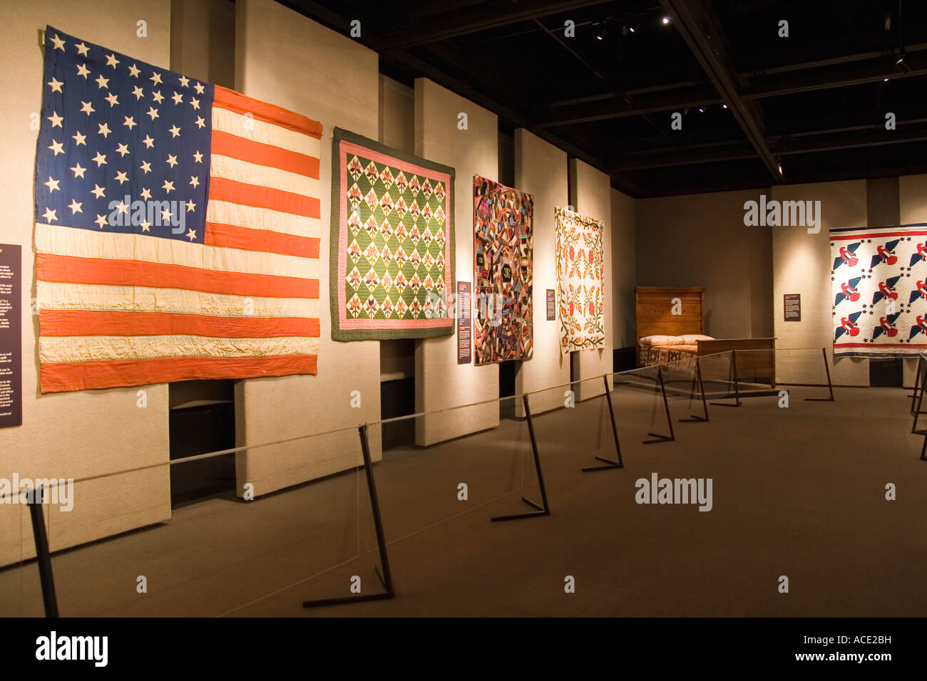 Topeka Kansas KS USA Kansas museum of History a display of Quilts Stock Photo