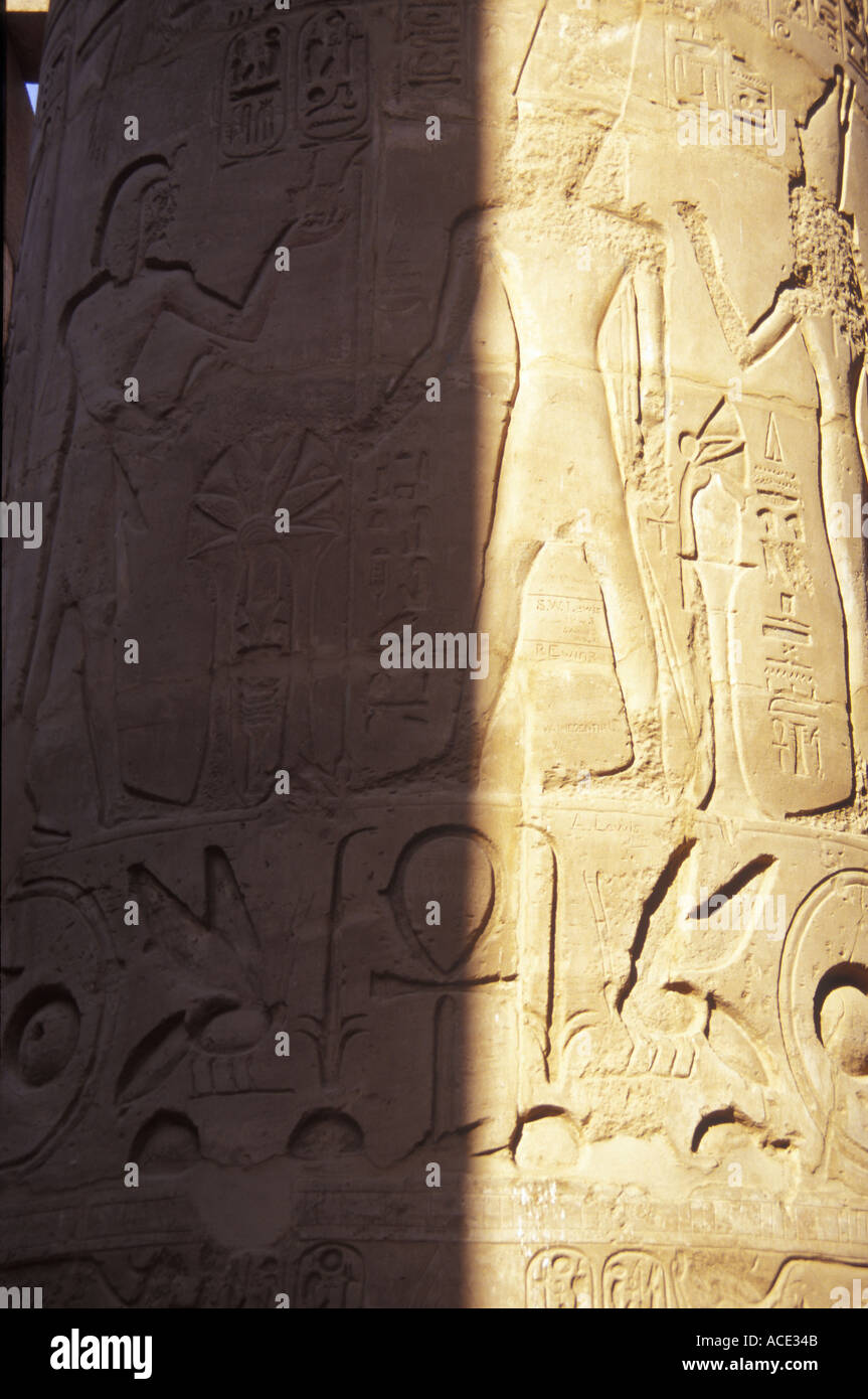 Column Kaknak Temple Luxor Egypt Stock Photo
