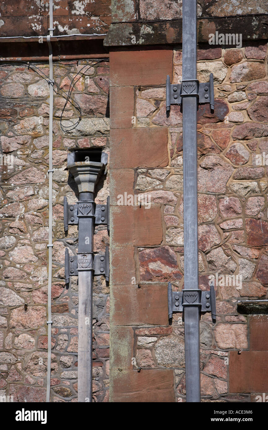 lead drainpipes and downspouts Stock Photo