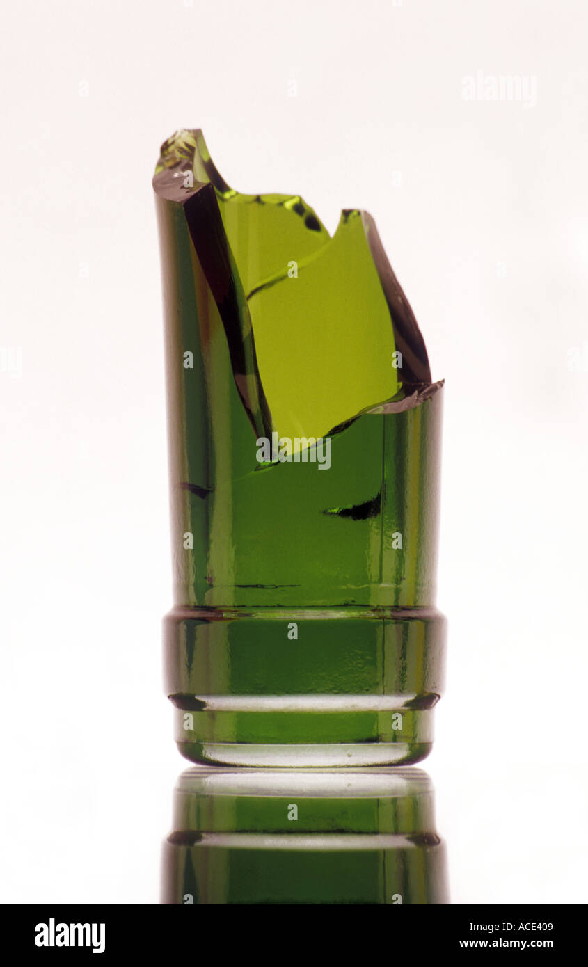 Broken Piece of Bottle Upside Down Stock Photo