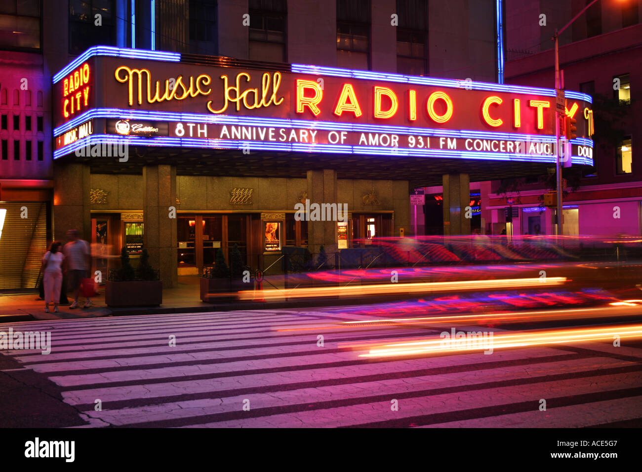 Radio City Hall at night New York City United States of America Stock Photo