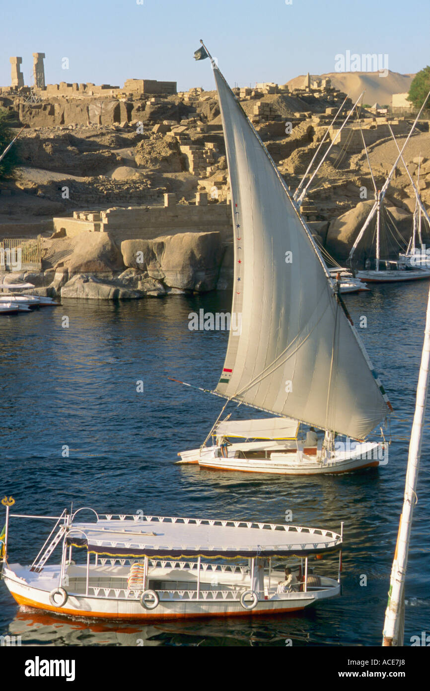 Egypt Aswan Nile River felucca Stock Photo - Alamy