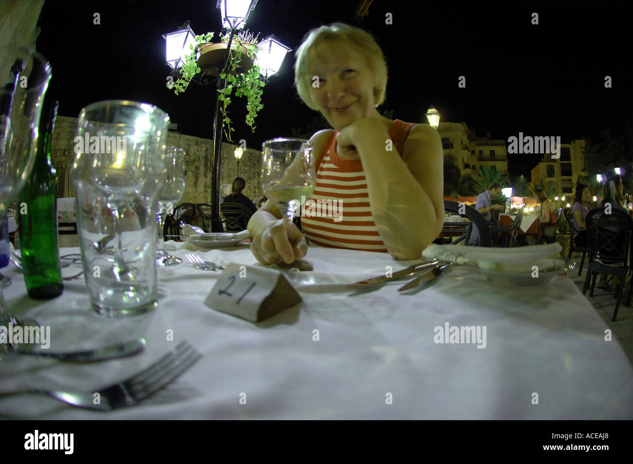 meal table outside outdoor evening night malta maltese travel tourism