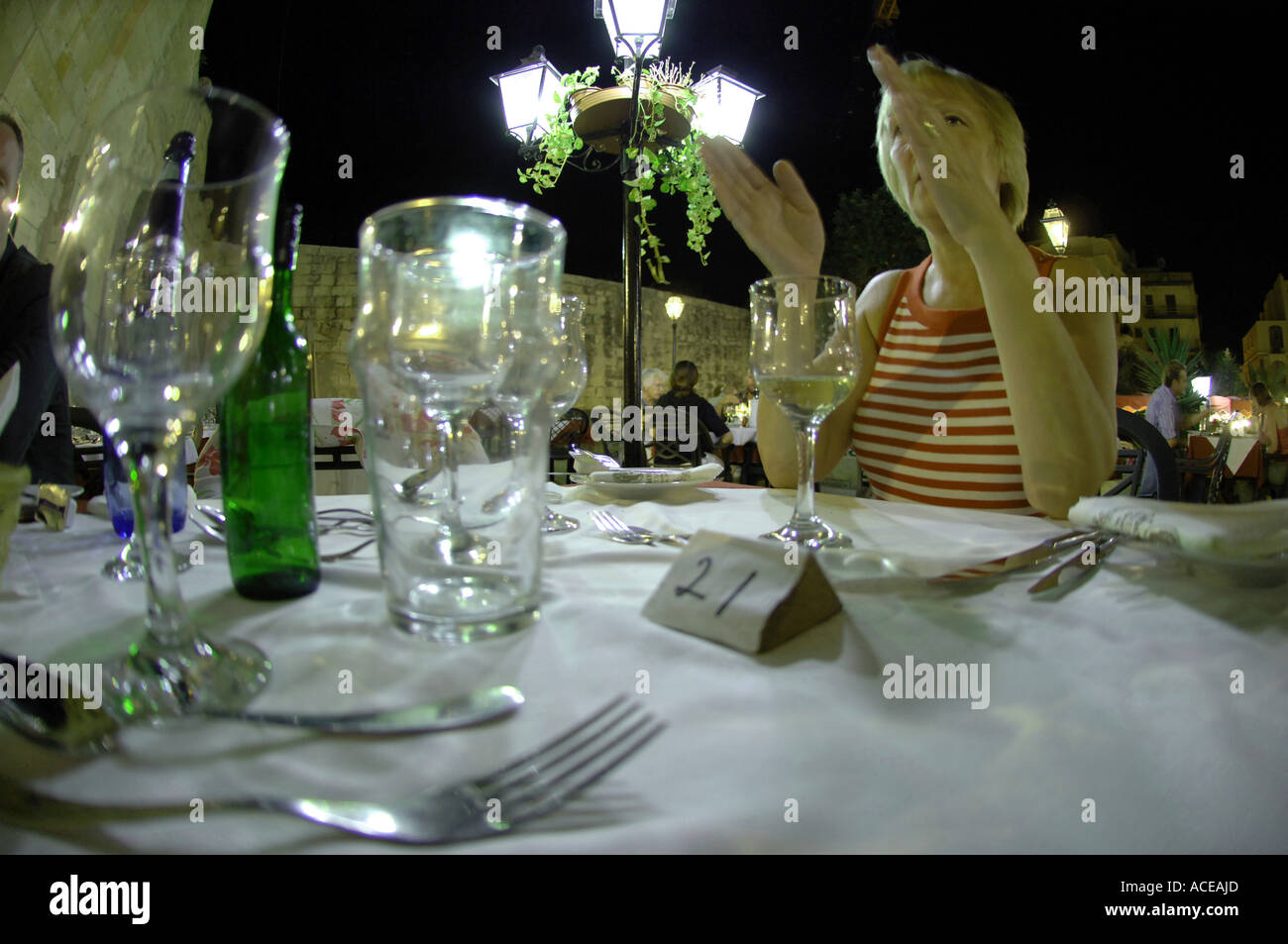 meal table outside outdoor evening night malta maltese travel tourism