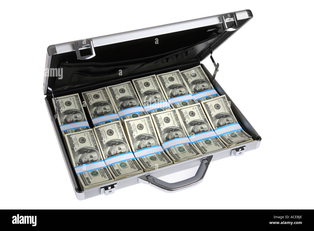 Briefcase Full 100 Dollar Bills High Resolution Stock Photography and