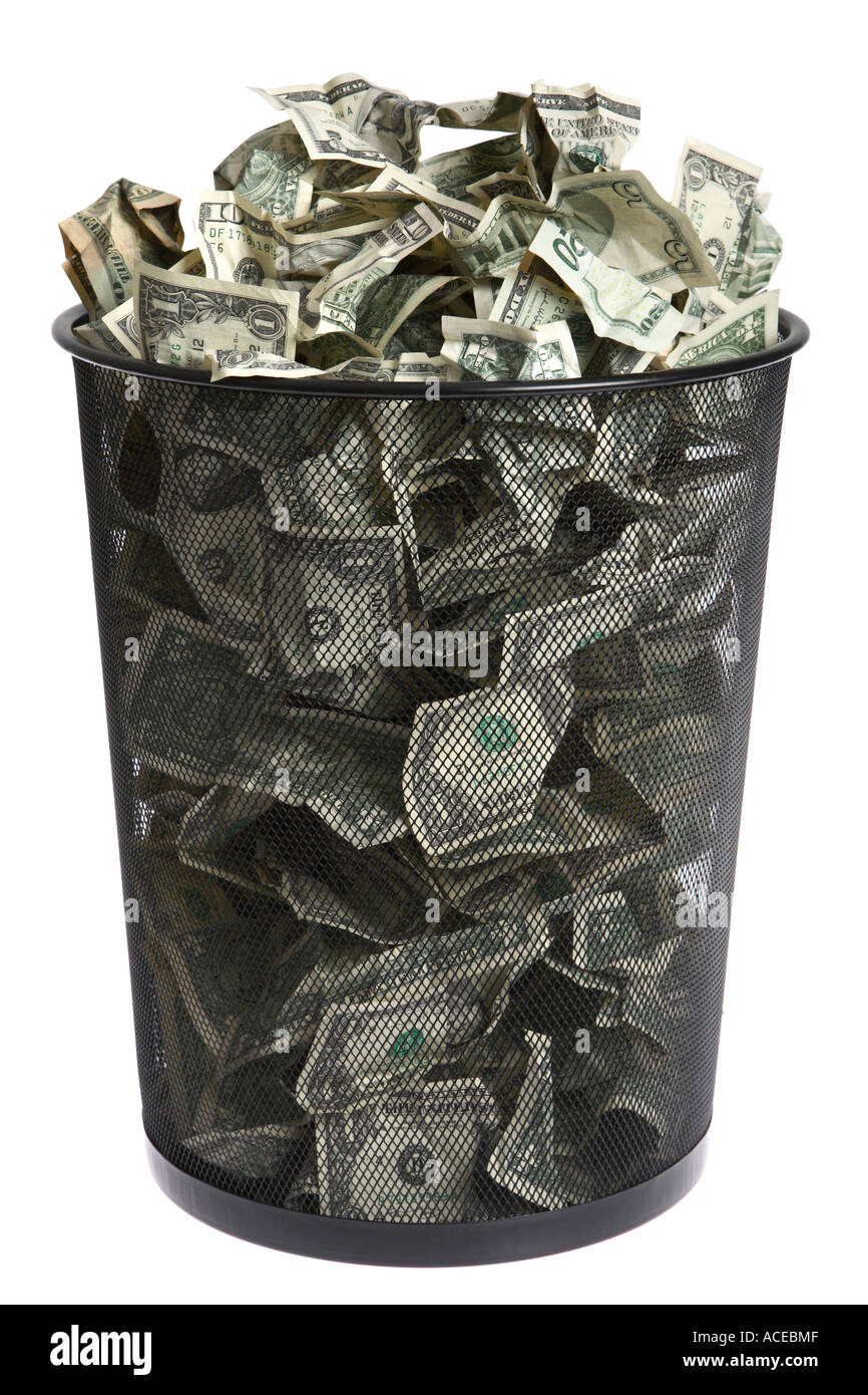 garbage can full of money Stock Photo 7503502 Alamy