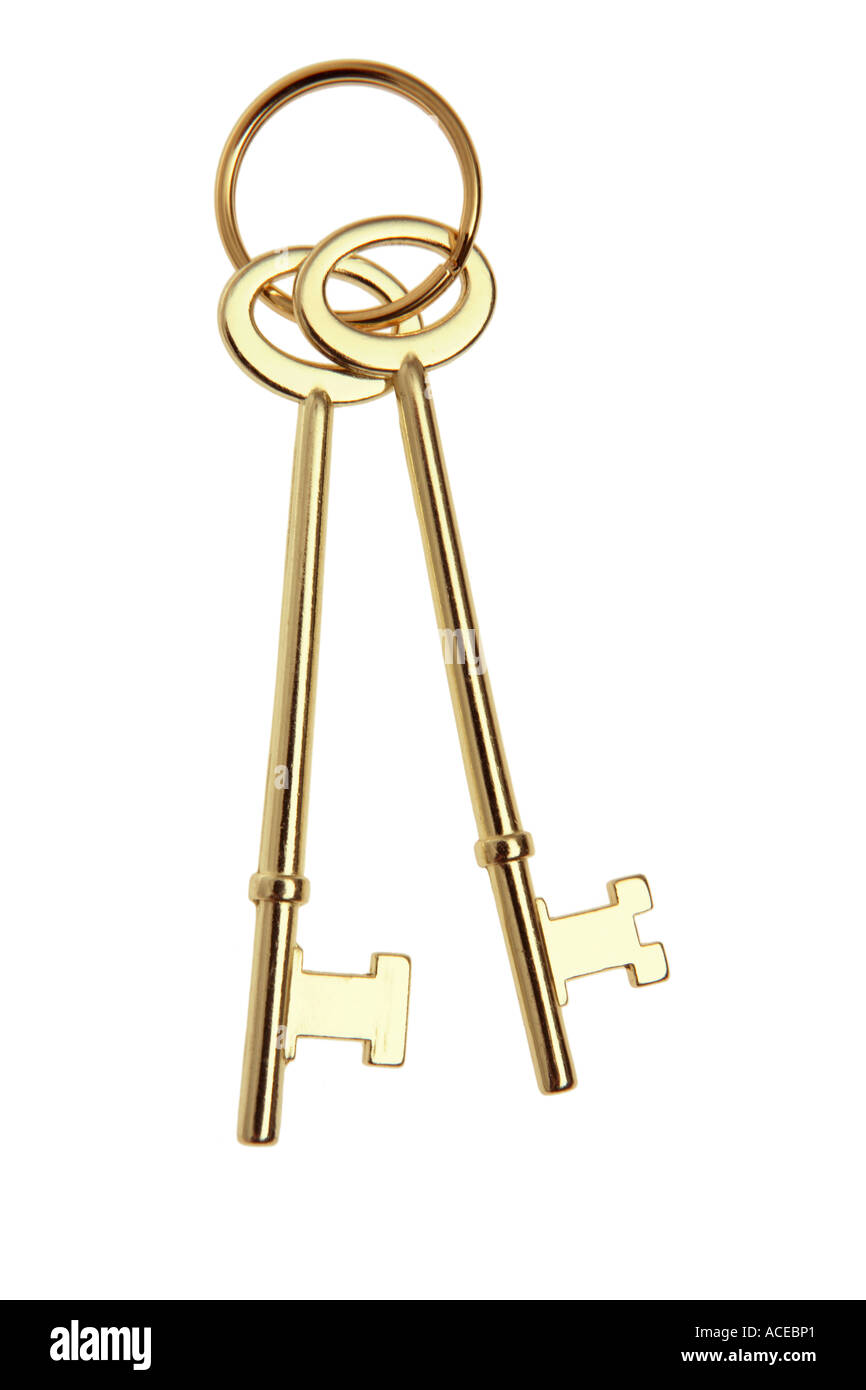 Two gold skeleton keys Stock Photo
