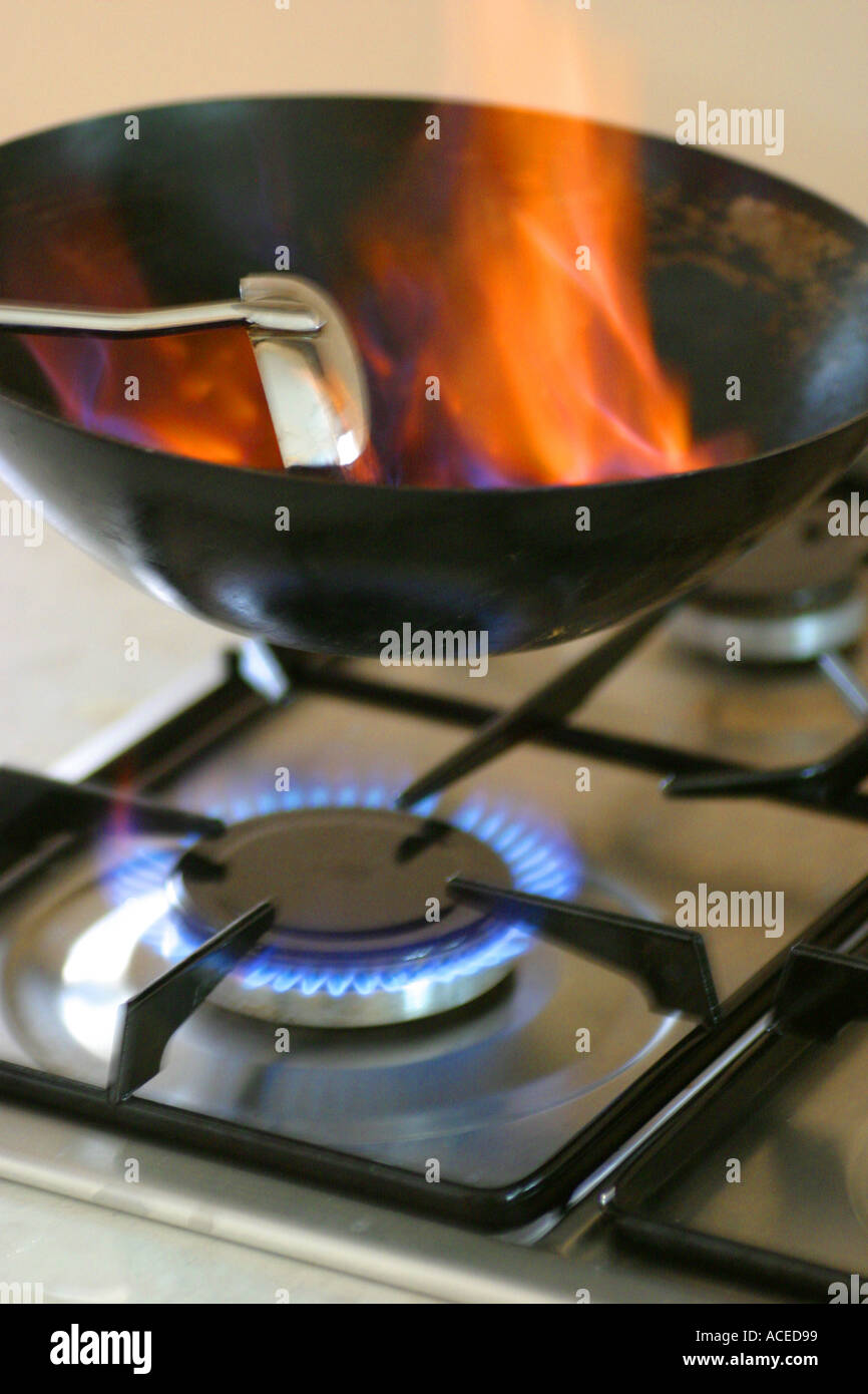 pan on fire Stock Photo Alamy