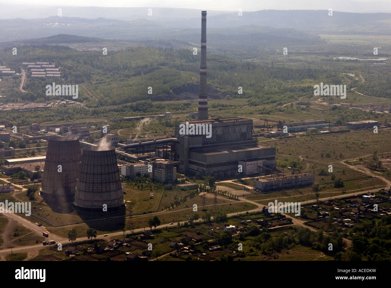 Power stations in the city of Komsomolsk in Russia s far east Stock Photo