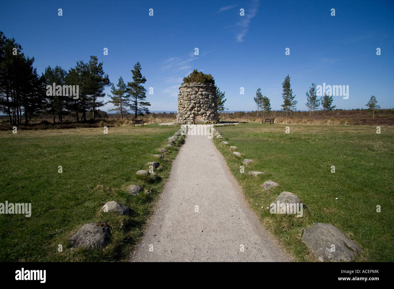 Path to Memorial Cairn, Culloden Battlefield Stock Photo