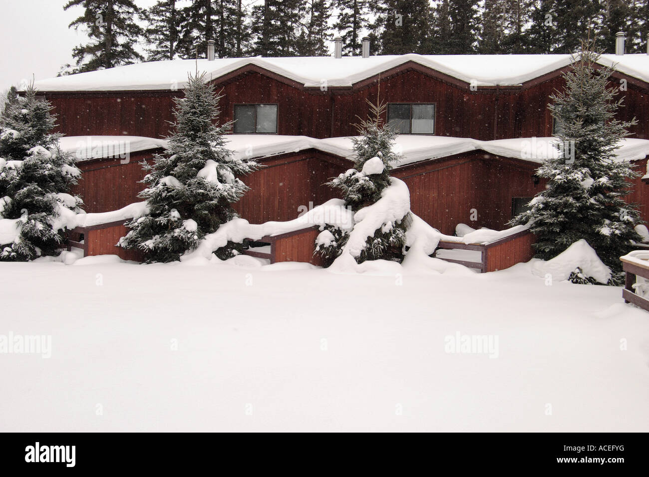 Snow on condominium in Prince Albert National Park Stock Photo - Alamy
