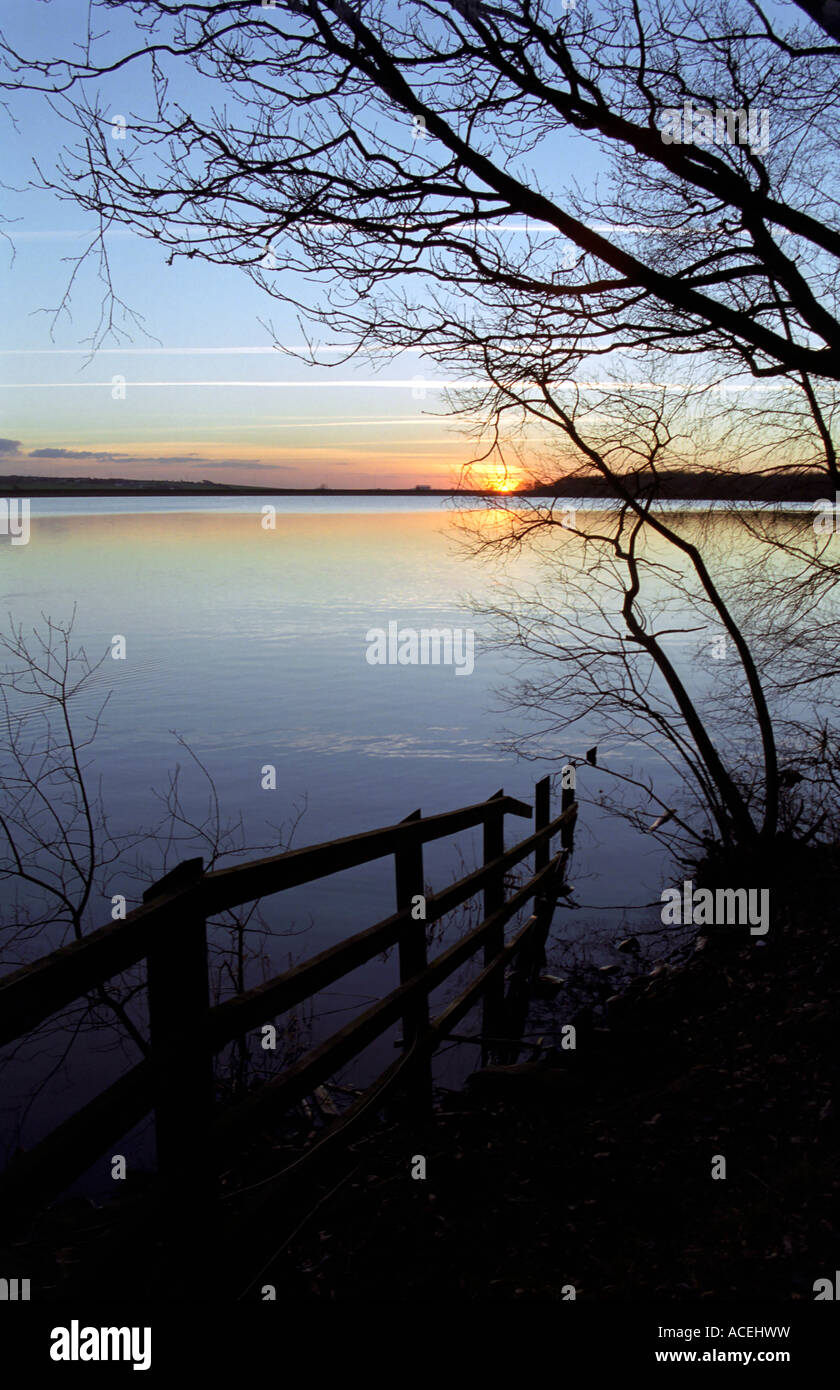 Sunset, Lower Rivington Reservoir, Lever Park, Horwich, Bolton, Greater ...
