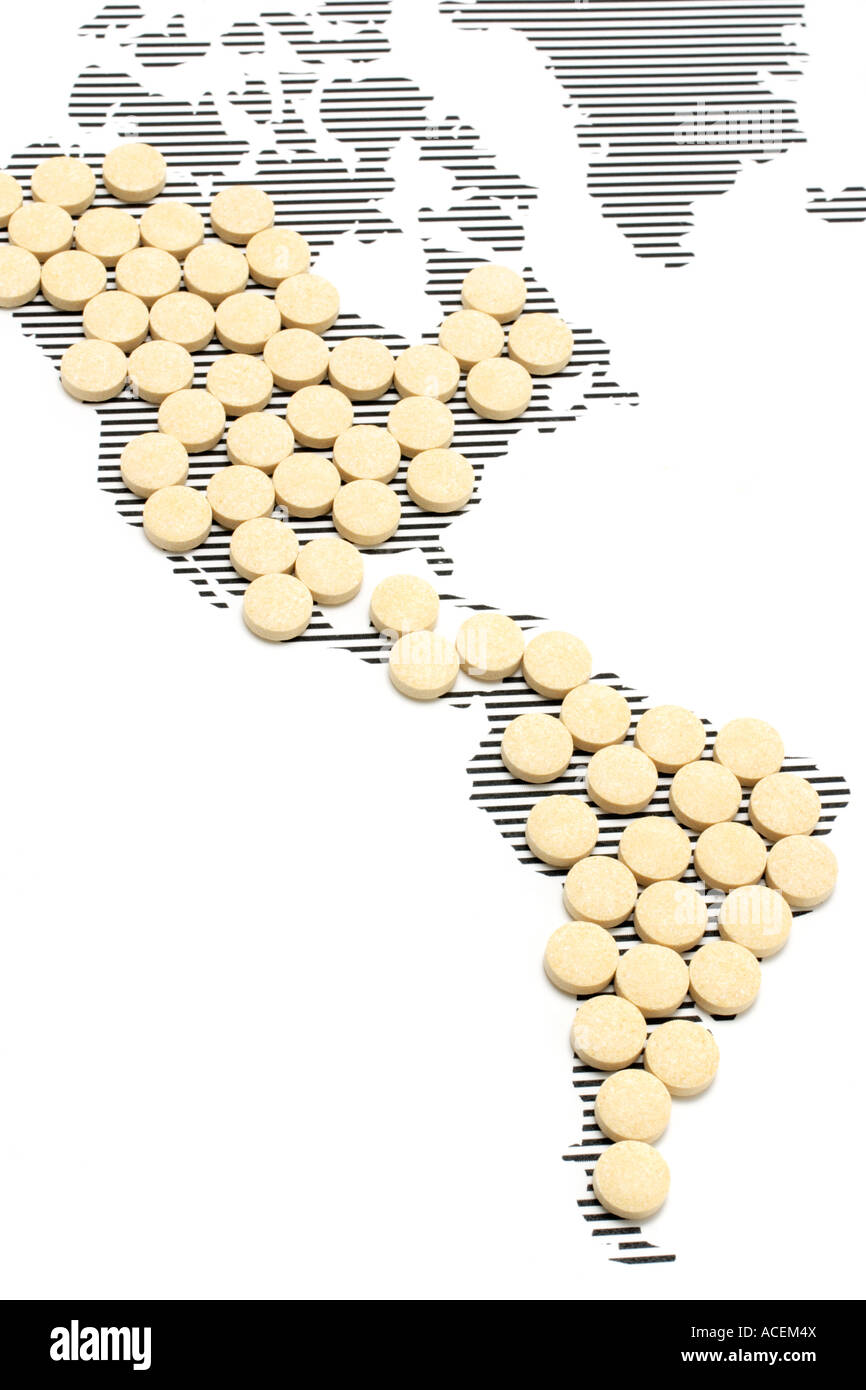 Pills on Map Stock Photo Alamy