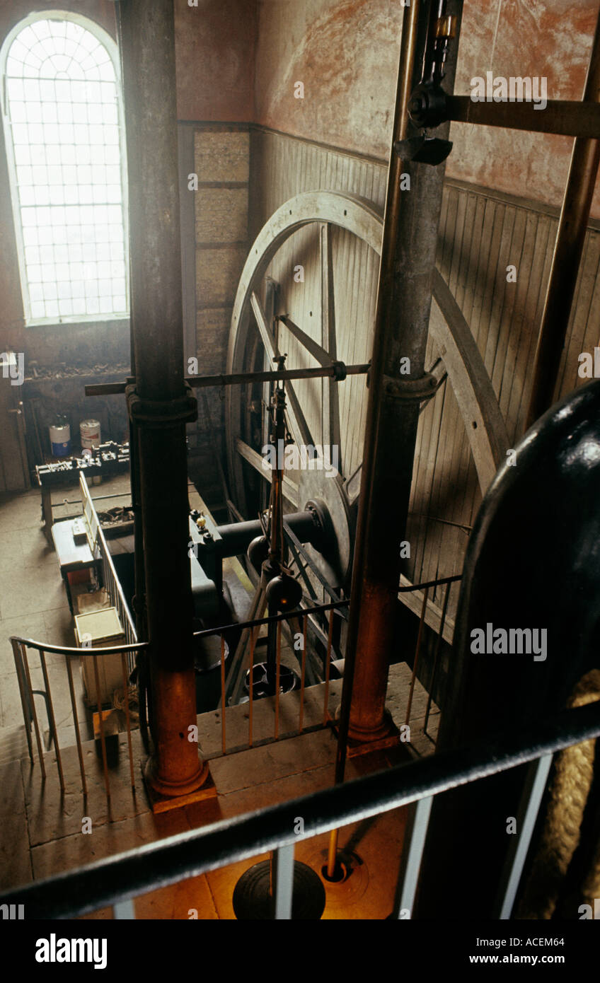 Steam driven beam engine from 1831 drives wheel pumping water from the Fens into drainage system Stretham Cambs Stock Photo