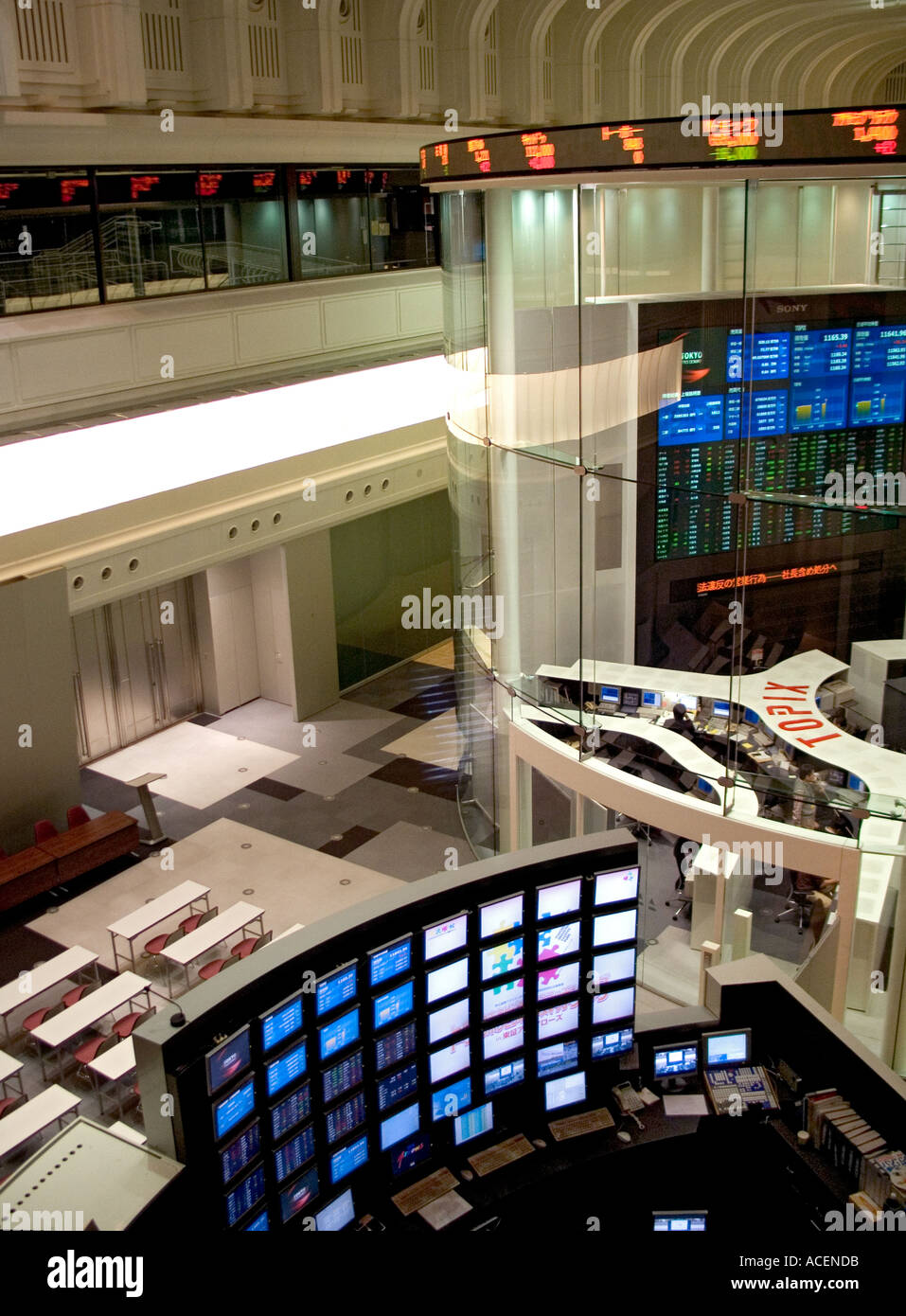 Interior view of the Topix Tokyo Stock Exchange the largest financial market in Japan Stock Photo