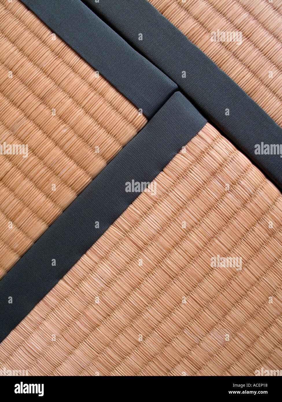 Close up detail of woven tatami floor mat in traditional Japanese home