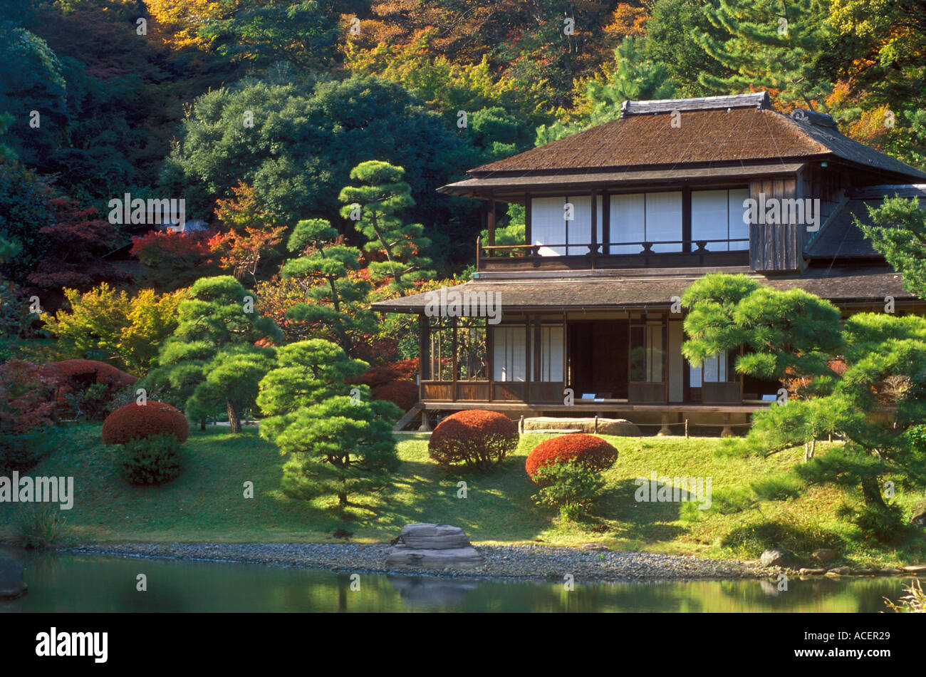 Rinshunkaku historical residence at Sankeien Japanese garden in Yokohama Stock Photo